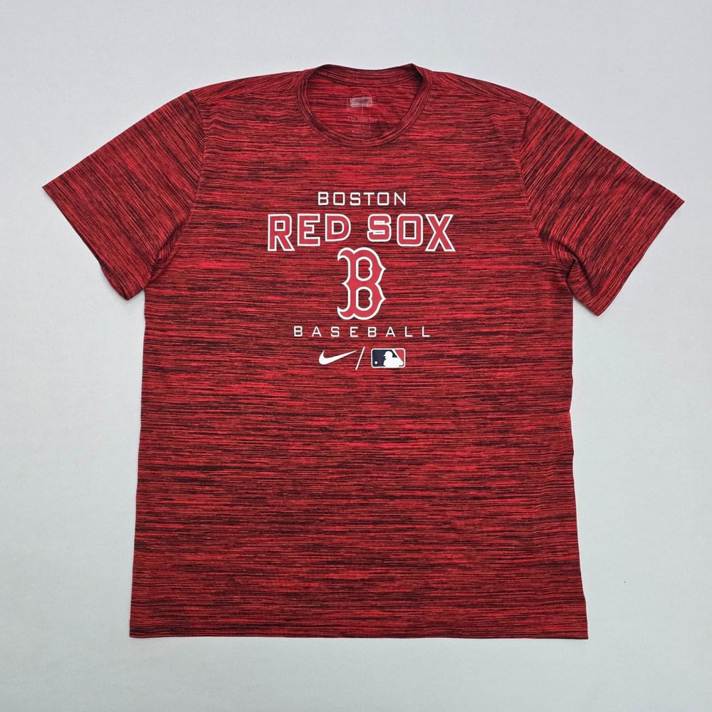 Nike Boston Red Sox Baseball Dri-FIT T-Shirt Mens XL Red Space Dye MLB Athletic